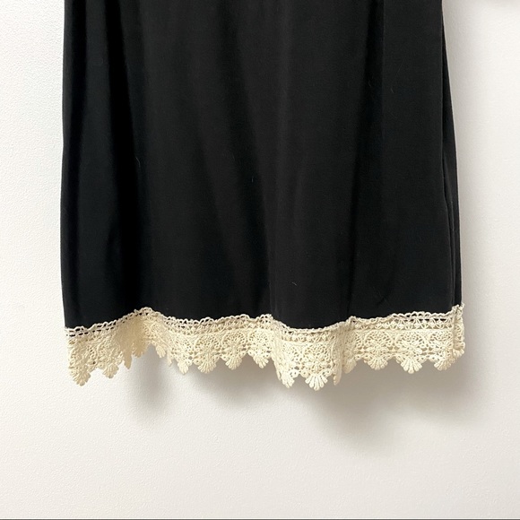 Umgee Crochet Hem Boho Overlay Fall Black Dress SMALL - Picture 4 of 8